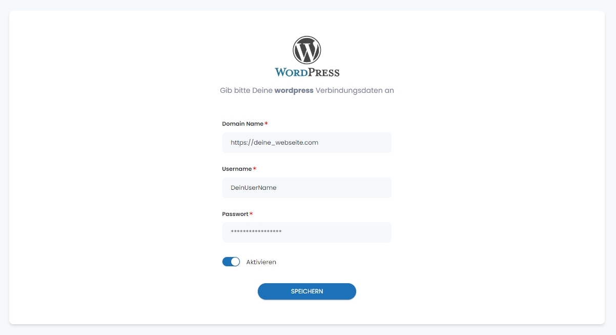 WordPress Schnittstelle